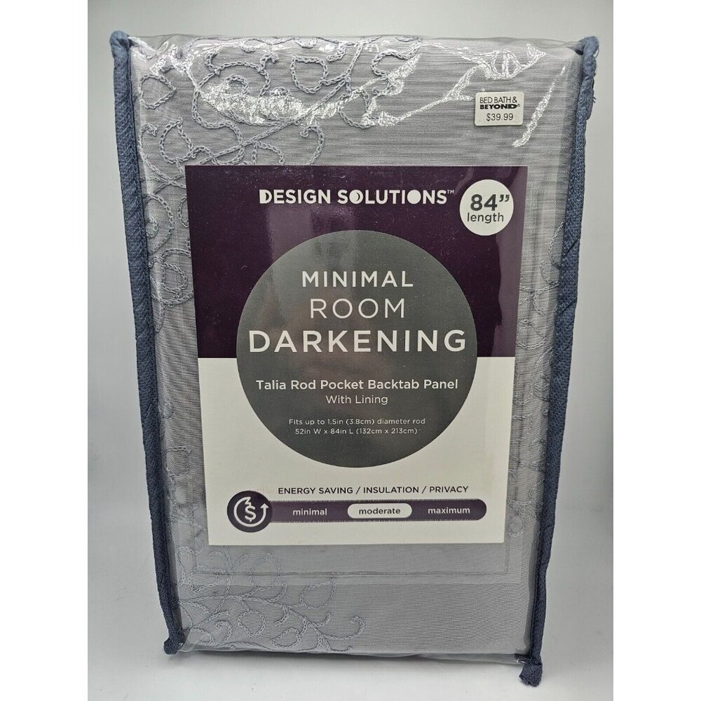 Lot of 4‎ Design Solutions Talia Rod Pocket Panel Grey Minimal Darkening 52 x 84